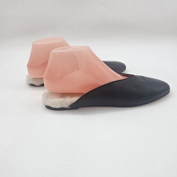 Le Monde Beryl Regency Black Lambskin Leather Shearling Mules Women’s Size 40.5 - Picture 9 of 11